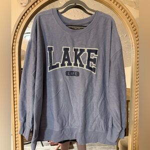 Maurices Blue Sweater with Lake Life Print